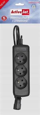 Predlžovací kábel Activejet (3 x UTE; 10 A; 1,5 m; čierny)